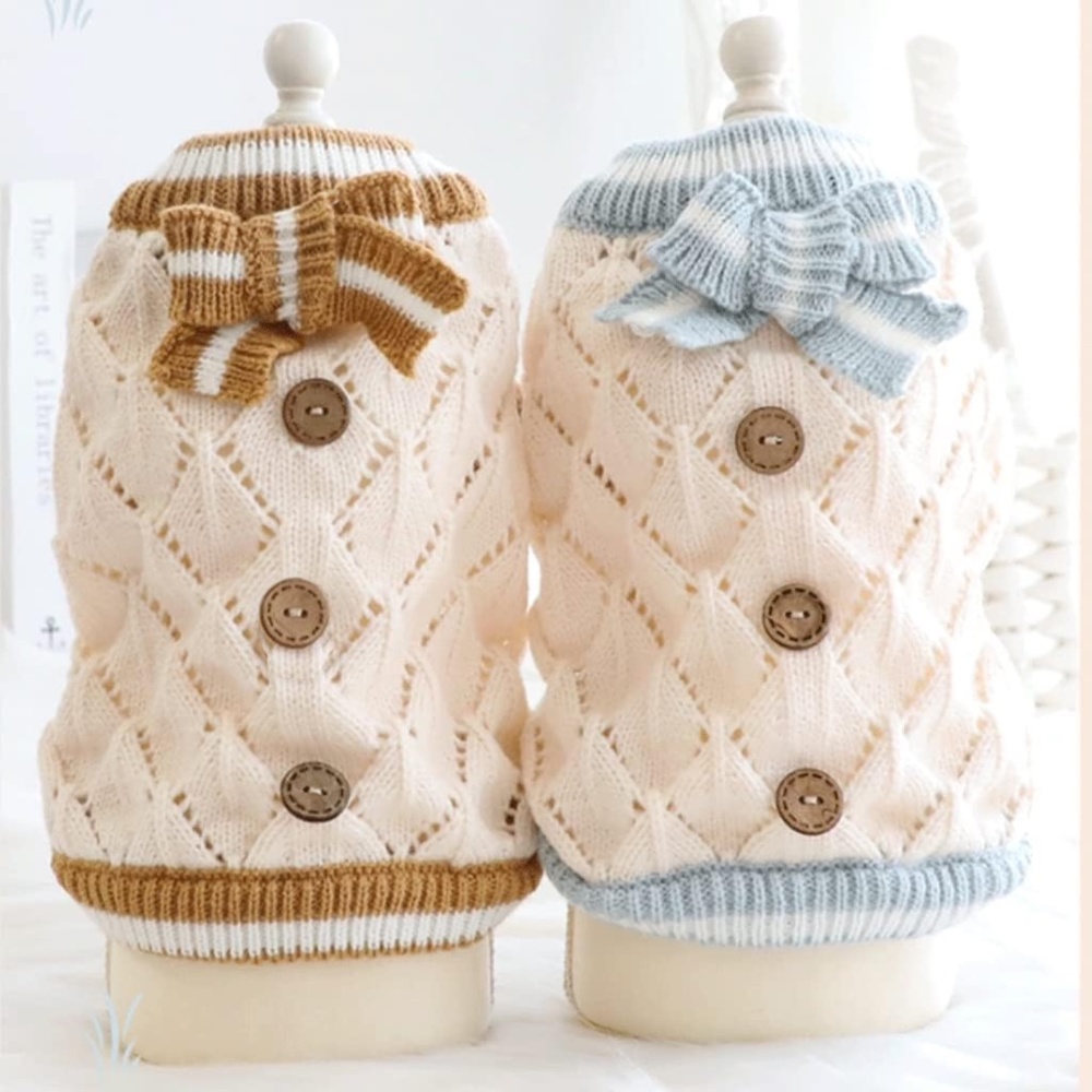 2/$50!🌱 NEW XS to Small NEW Knitted Cream Tan Unisex Dog Sweater Jacket Puppy